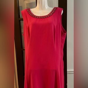 Ashley Stewart Hot Pink Beaded Dress Size 18/20